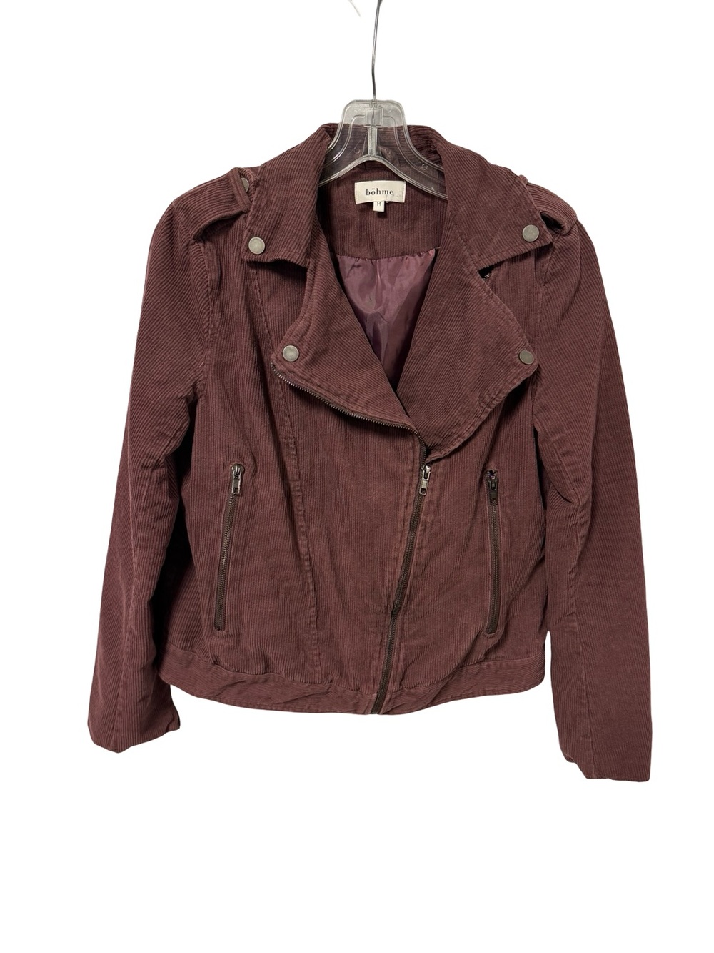 Boheme Corduroy Moto Jacket - Deep Burgundy